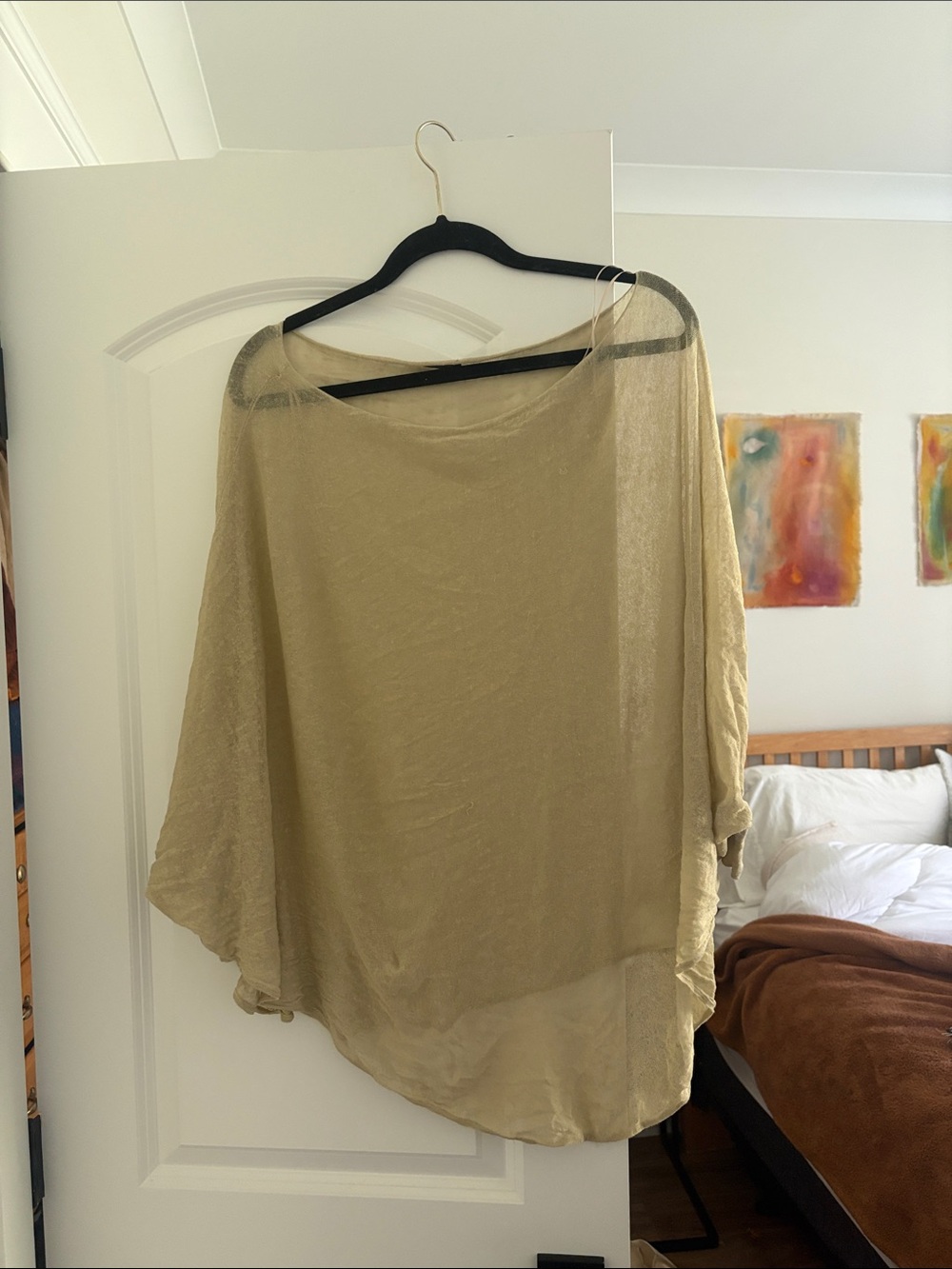 Massimo Dutti Sheer Beige Boatneck Tunic
